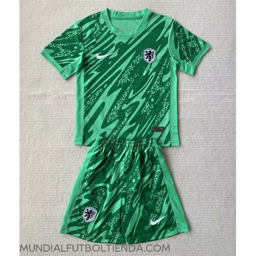 Camiseta Países Bajos Portero Primera Equipación Replica Eurocopa 2024 para niños mangas cortas (+ Pantalones cortos)